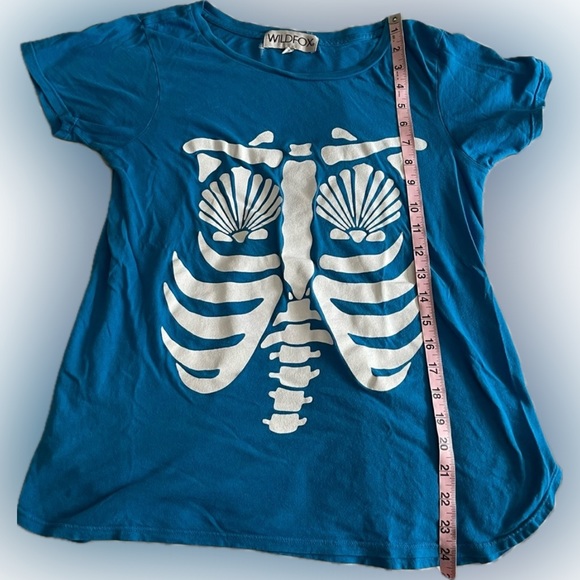 WILDFOX | Distressed Mermaid Skeleton Blue T Shirt | XS - Picture 9 of 16